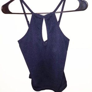 suzette collection ribbed black cleavage cami top